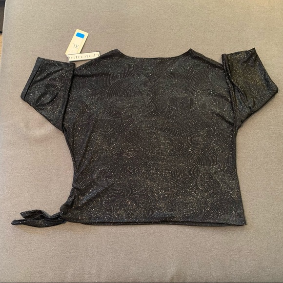 Notations Sparkly 3/4 Sleeve Tie Side Blouse SzXL - Picture 4 of 7